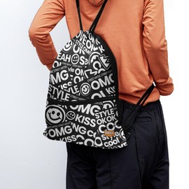 PAKAZA Gymnastics Bag Yoga Drawstring Gymnastics Wear Pool Bag for Travel, Hot Spring Bag, Gym Sack, Stylish, Foldable, Large Capacity, Lightweight, Sports, Large, Hip Hop, Free size