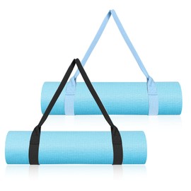 Sliverdew 2 PCS Yoga Mat Straps for Carrying, Black and Light Blue Yoga Mat Carrier Multi Purpose Adjustable Mat Holder Sling for Most Size Mats (Yoga Mat Not Included)