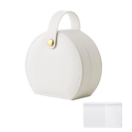 FDEETY Travel Jewellery Box Jewellery Box Women's Jewellery Organiser Travel Jewellery Organiser PU Leather Mini Jewellery Organiser Storage for Rings Earrings Necklace Bracelets (White)