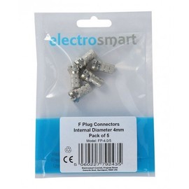 electrosmart Pack of 5 Screw on F Plug Connectors for Satellite TV Twin Cable - Internal Diameter of Plugs is 4mm to fit CT63 / CT64 / WF65 / Coaxial Cables (Pack of 5)