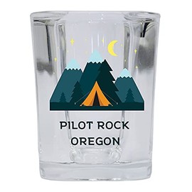 R and R Imports Pilot Rock Oregon 2 Ounce Square Base Liquor Shot Glass Tent Design