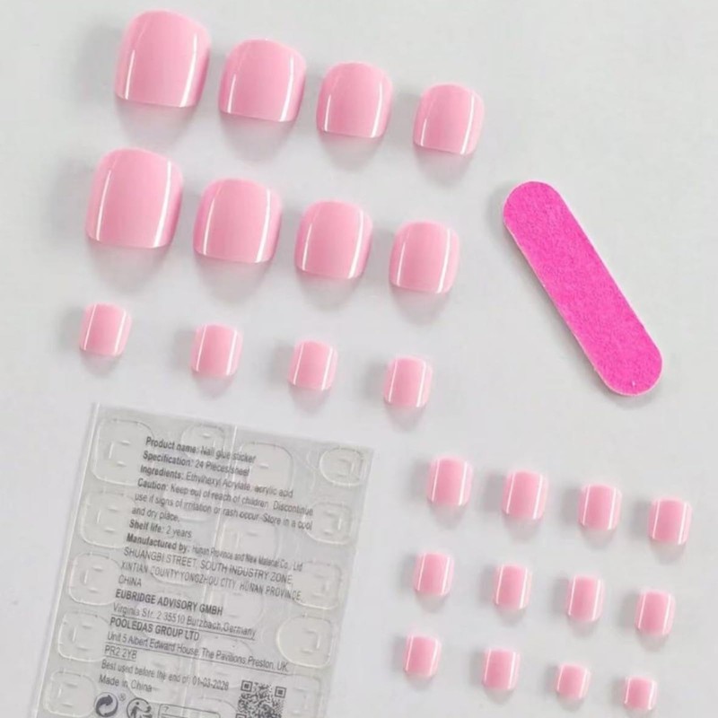 Pink Press on Toenails Toe Nail Short Fake Toe Nails