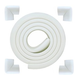 Baby Edge Guard Kit - 2m Foam Strip + 4 Corner Pads | Furniture & Wall Corner Protectors | Cream White