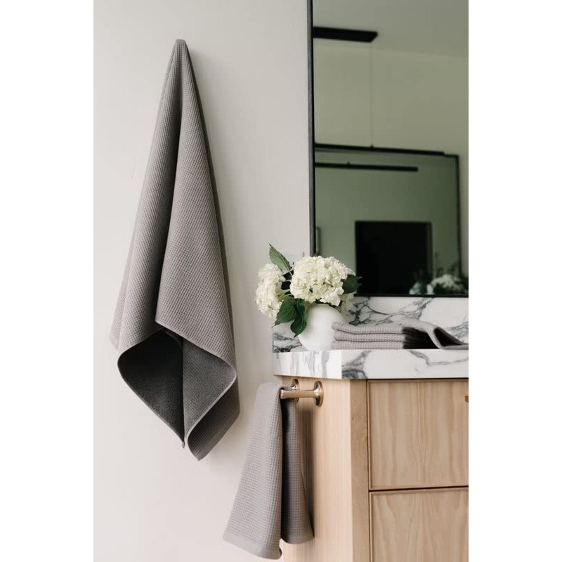 Cozy Earth Charcoal Waffle Hand Towels- Made from Cotton &