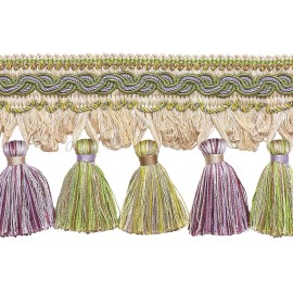 DÉCOPRO Lilac Ivory Green 4" Tassel Fringe Trim Winter Lilac [5 Yards]