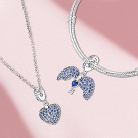 Annmors 925 Sterling Silver Birthstone Bead Charms for European Bracelets and Necklace Beads with 5A Cubic Zirconia, Christmas, Valentine's Day, Mother's Day, Gift Tag for Women and Girls, Sterling