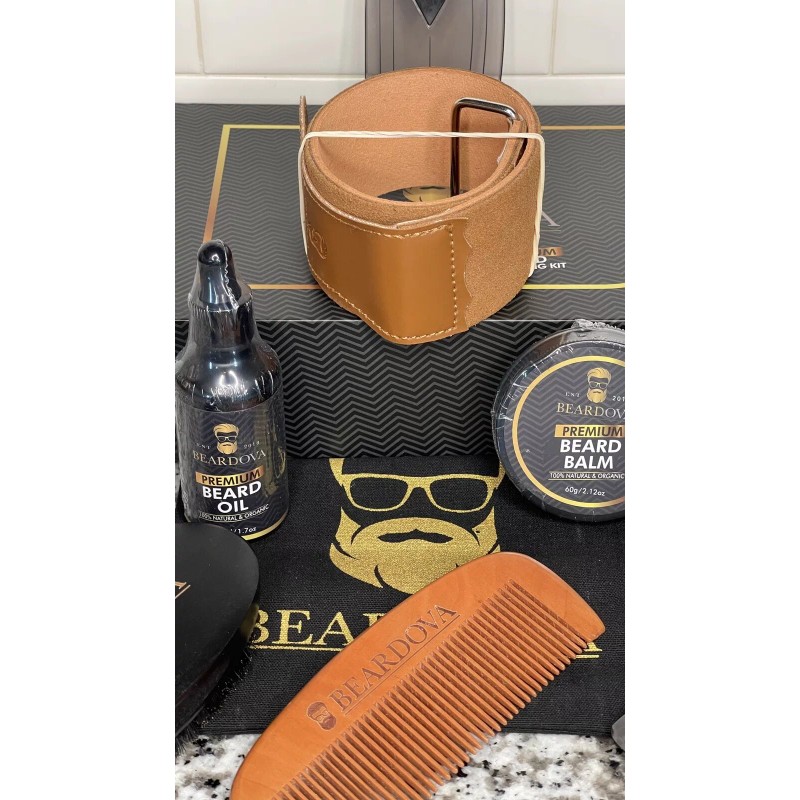 Beardova Mens Beard Growth Grooming Kit Oil Wax Comb Brush