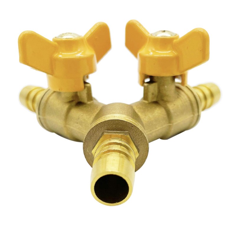 Metaland Brass 3 Way Shut-Off Valve, 3/8" Hose Barb 2