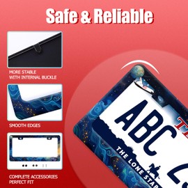 Beautiful Blue Galaxy License Plate Frame Watercolor Starry Sky License Plate Stainless Steel Auto Parts Decoration with Screws Personalise License Plate Holder for Men Women 12 x 6 Inch
