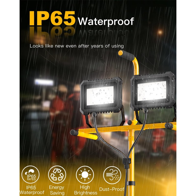 LED Work Light with Stand, 10000 Lumen 2 Head Portable