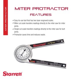 Starrett ProSite Miter Protractor Angle Finder with Two Laser Engraved Scales - Ideal for Carpenters, Plumbers, and DIY Home Improvement - 7" Narrow Aluminum - 505A-7