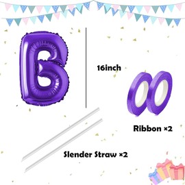 16 Inch Purple Letter Balloons Mylar Foil Alphabet Letter A-Z Balloons Set for Wedding Birthday Party Decoration Banner 26pcs (Purple)