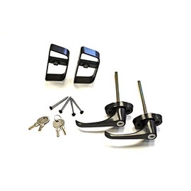Doors & Door Hardware 5-1/2" Black L Handle Door Lock Set - For shed, gate, playhouse - 2 KEYED ALIKE