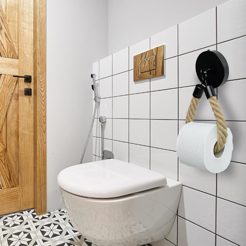 Toilet Roll Holder Rope Toilet Paper Holder Wall Mounted Towel