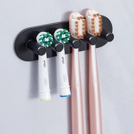 Electric Toothbrush Head Holder, Black Toothbrush Holders Wall Mounted, Stainless Steel Electric Toothbrush Holder, Shower Tooth Brushing Holder, Adhesive Toothbrushes Holder Organiser