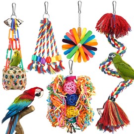 YIXUND Bird Toys Bird Rope Perch with Bell Colorful Bird Chewing Shredding Foraging Toys Parakeet Toy Parrot Swing Climbing Standing Hanging Toys Bird Cage Accessories for Conure Cockatiel Budgies Lovebird