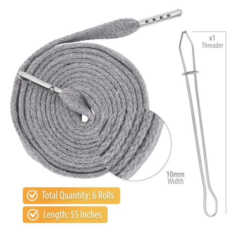 Mandala Crafts Gray Drawstrings Replacement Draw Cord for Sweatpants Waist