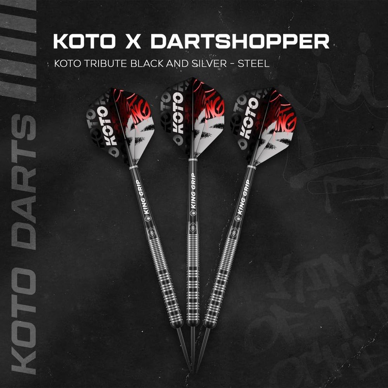 KOTO Tribute Darts 14 G, Black & Silver, Darts Set