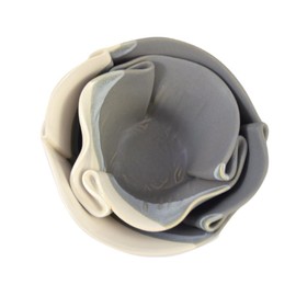 Contemporary Twist Salad and Soup Bowl Set in Grey/White, Handmade Pottery