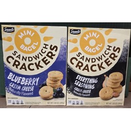 Savoritz Mini Bagel Sandwich Crackers Blueberry Cream Cheese & Everything Seasoning Cream Cheese 7.05oz 200g (Two Boxes)