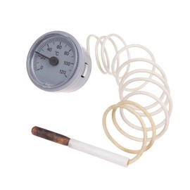 THERMIS 2037 Round Capillary Thermometer Used for Boilers, Heating and Cooling Systems, Analogue Diameter 37 mm, (0-120 °C) Capillary 1000 mm