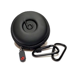 Unbranded/Generic Round Pocket Case for Beats In-Ear Earphones with 2 pcs. BLACK  Carabiner/Hook