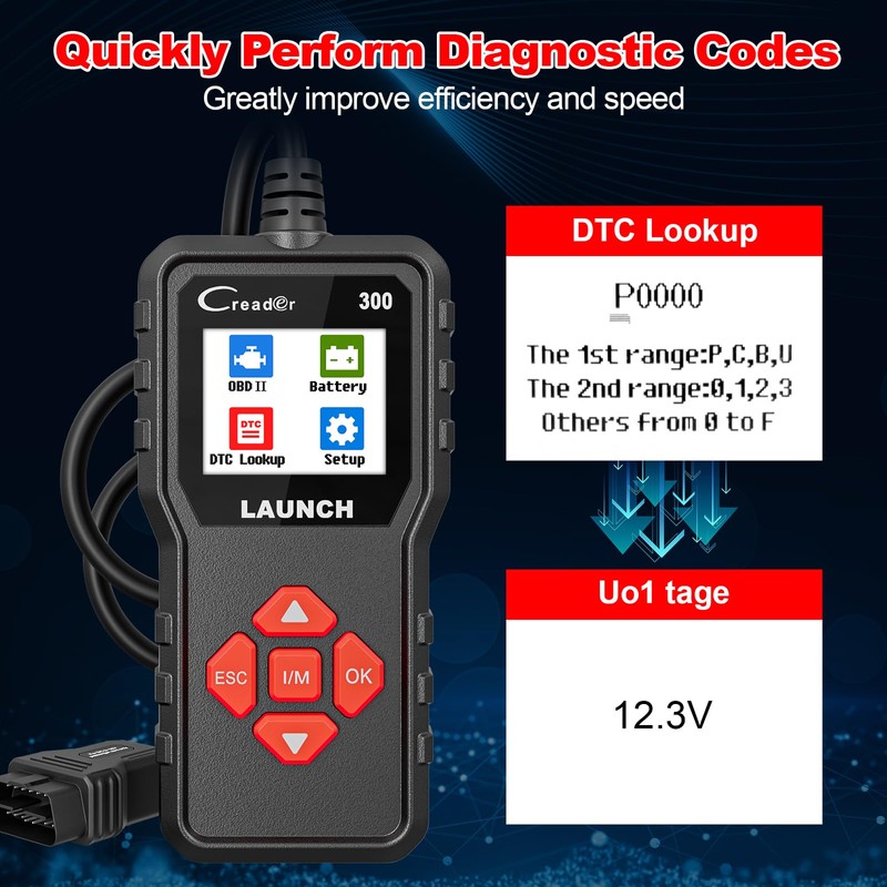 LAUNCH Creader 300 OBD2 Scanner,Engine Fault Code Reader,Support Read Data
