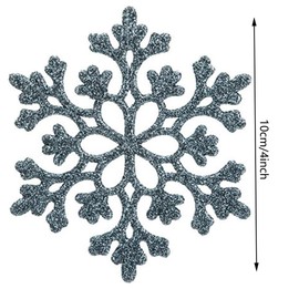 12 Pieces Glitter Snowflake Hanging Decorations, 10CM Glitter Snowflake Hanging Christmas Tree Decorations, Glitter Xmas Tree Ornaments Winter Christmas Party Wedding Decor, Ice Blue