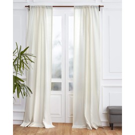 Solino Home 100% Pure Linen Curtain – 52 x 120 Inch Ivory Lightweight Rod Pocket Window Panel – Handcrafted from European Flax
