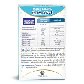 Vitamina ONEDROP ADE | Frasco de 3 ML (114 Gotas) | Rinde +3 meses | Vitamina A, D3 y E | Suplemento Alimenticio sin azúcar añadida, sin sabor
