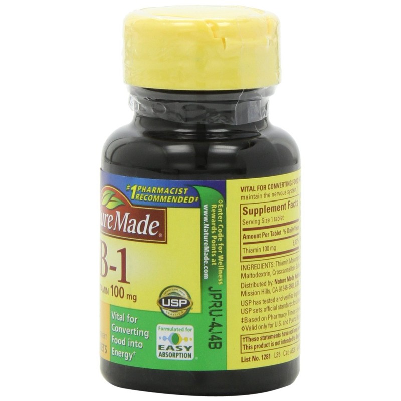Nature Made Vitamin B1, 100 Count (Pack of 6)