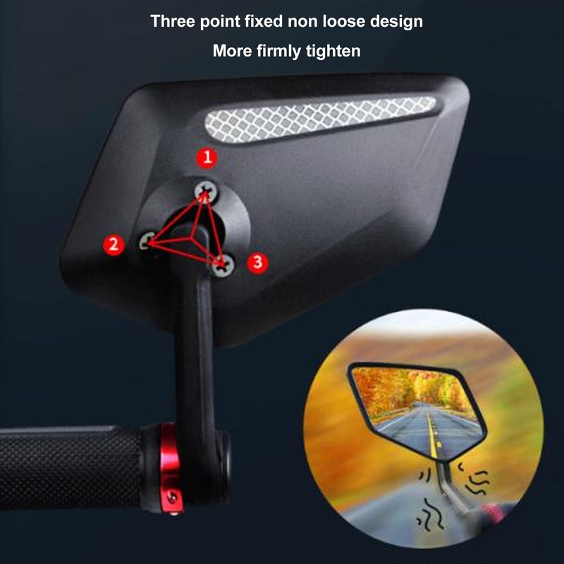 Bar End Bike Mirror Handlebar Mount Rearview 360 Degree Rotatable