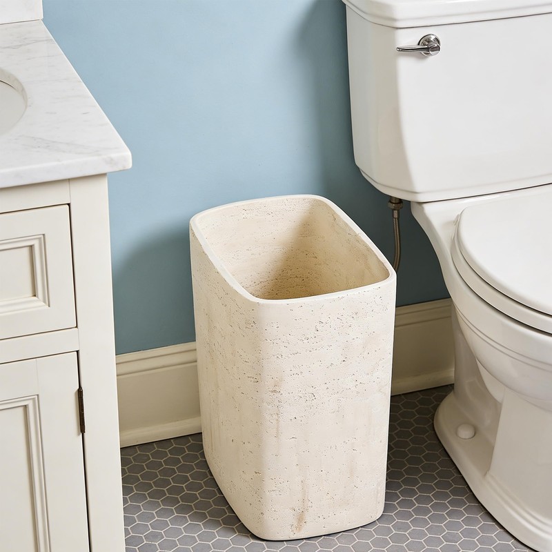 Polytree Natural Travertine Textures Bathroom Trash Can 1.8 Gallon(7 Liter)