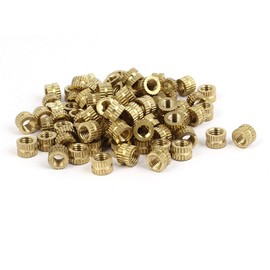 Sourcingmap M5 x 5mm Female Thread Brass Knurled Threaded Round Insert Embedded Nuts 100PCS