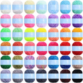 Timgle 42 Skeins Scrubby Yarn for Dishcloths Polyester Scrubby Assortment Pastel Yarn Assorted Colors Yarn for Crocheting and Knitting Project, Total 4578 Yards,109 Yards Each Skein, 42 Color