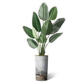 Artificial Tree in Modern Granite Effect Planter, Fake Bird of Paradise Silk Tree for Indoor and Outdoor Home Decoration - 67" Overall Tall (Plant Pot Plus Tree)