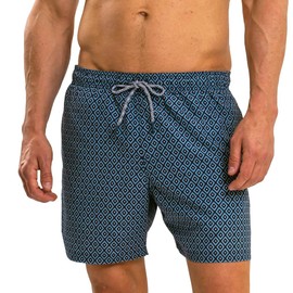 RIPT Men's Quick Dry UV 50 Sun Protection Swimming Trunks, Pale blue diamond print