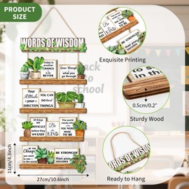 Greenery Positive Mindset Wood Sign Inspirational Office Wall Decor