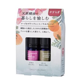 Daily Delight Essential Oil Set, 0.1 fl oz (3 ml) x 2 Bottles, Rose & Geranium, Cypress & Orange, 1 Set