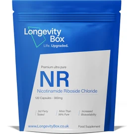 Longevity Box NR 300MG x 120 Cápsulas | Suplemento NAD+ Ultra Puro 99% | Energía Celular, Antienvejecimiento y Salud Muscular | Vegano, Sin OGM, Certificado por Terceros