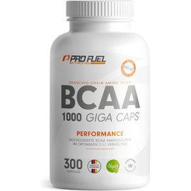 BCAA 1000 Giga Caps - High Dose with 8000 mg B.C.A.A. - 300 x BCAA Capsules with 1000 mg B.C.A.A. Each in Optimal 2:1:1 Ratio - Amino Acids Leucine, Isoleucine & Valine - Laboratory Tested, 100% Vegan