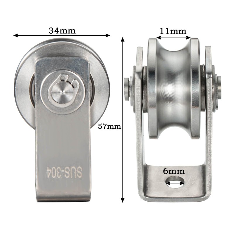 Pulley with 2 Ball Bearings, Stainless Steel Rope Pulley for