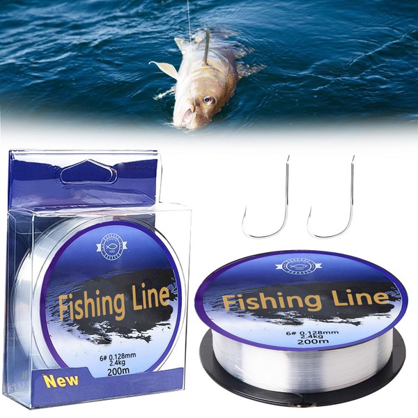 Fishing Line, Transparent Fishing Line, 200 m Fishing Line, Transparent Nylon Fishing Wire, Monofilament Fishing Line, Nylon Fishing Line, Target Fish Line, Monofilament Fishing Line, 0.6#