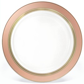 " OCCASIONS " 60 Piece Chargers pack Wedding Party 12'' Disposable Plastic Charger Plates/Chargers (Ritz Blush & Gold)