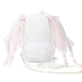 Harugio Women's Shoulder Bag, Pochette, Rabbit, Yumekawa, Sickness Mikawa, Plush Toy, Lolita, Mine Type, Mass Production, Mass Production, Mine, Girly, Goth Loli, Mengera Plush Bag, Pink