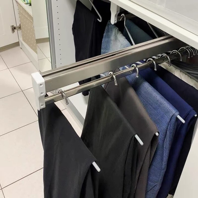 Extendable Clothes Rail for Pull-Out Hangers Adjustable Wardrobe Telescopic Clothes