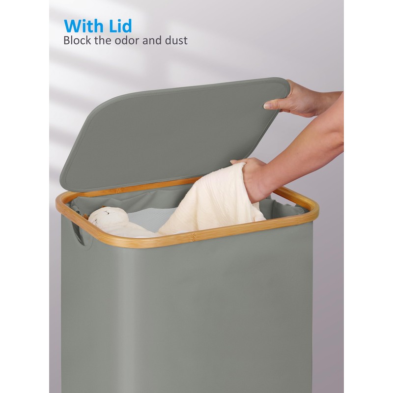 efluky Laundry Basket with Wheels, Tall Rolling Laundry Hamper with