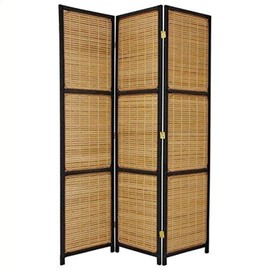 Oriental Furniture 6 ft. Tall Woven Accent Room Divider - 3 Panel - Black