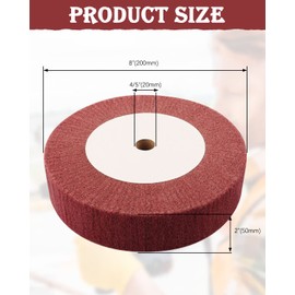 WENHUALI 8 Inch Bench Grinder Wheels, 320 Grit Tight Weave Tough Buffing Polishing Wheel, Great for Buffing Out Nicks and Scratches on Golf Clubs Metal Copper, 2" Thickness for 0.8" Arbor(Red)