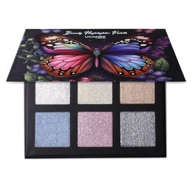 UCANBE Paleta de maquillaje iluminador de belleza, paleta de maquillaje en polvo brillante, 6 colores, perla, blanco, rubio, azul, morado, plateado, p